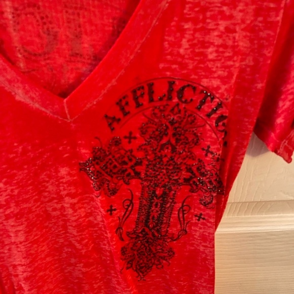 Affliction Burnout T-shirt Red - Picture 2 of 4